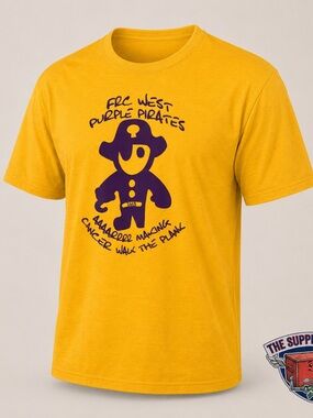 FRC West Purple Pirates Yellow Graphic T Shirt Men’s Large Cancer Walk